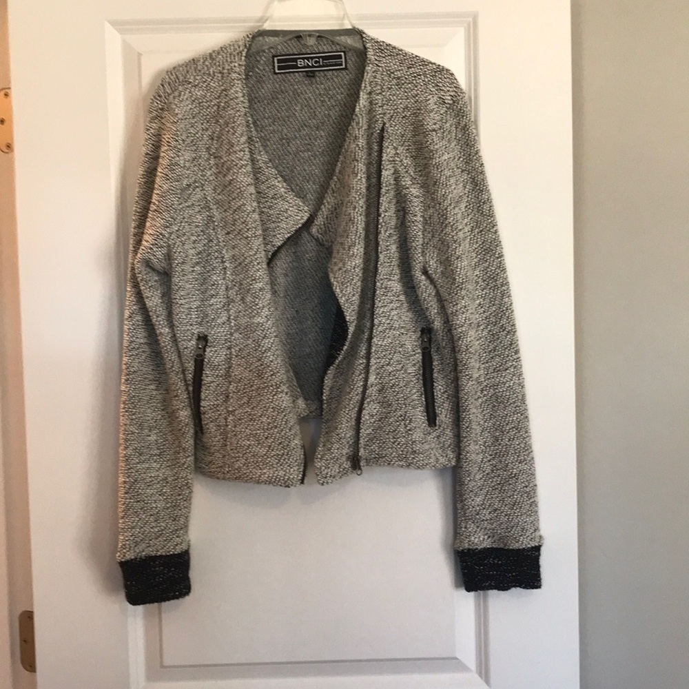 BNCI/blanc noir zipped cardigan, L